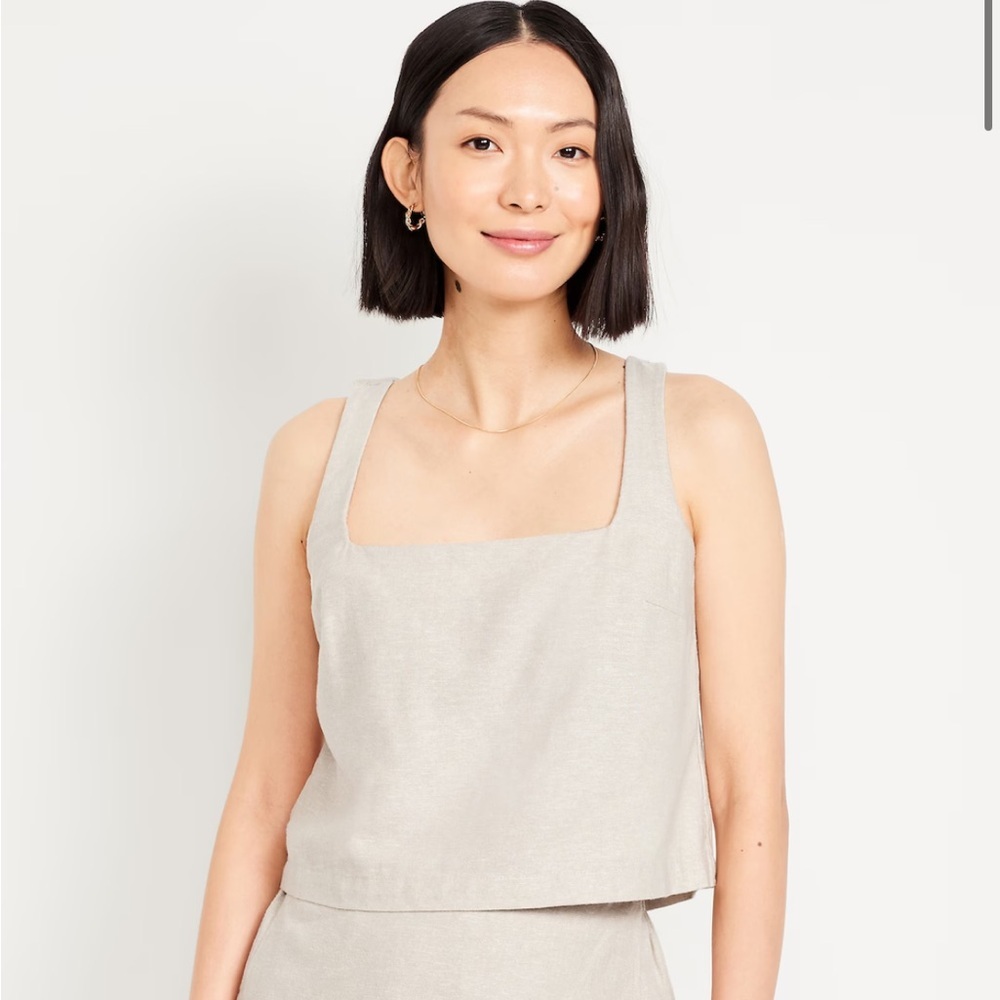 Linen - blend crop top